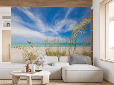 Palm leaf wallpaper pattern installation